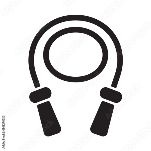Fitness jump rope icon for exercise app and sports ui, solid glyph vector