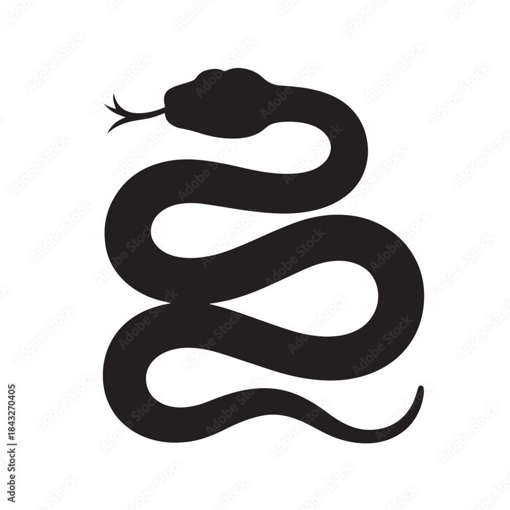 Fototapeta premium Danger and warning symbol with coiled snake, minimalist vector icon for graphic design