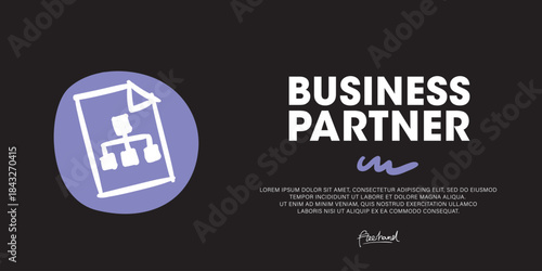 Business partner a Modern Web Banner Concept Using hand-drawn Doodle icon Graphics.