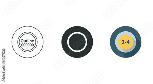 Set of three different circle designs with unique features