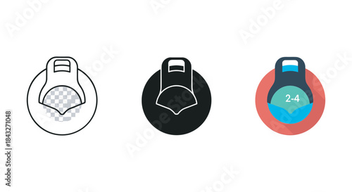 Kettlebell icon set for fitness and exercise