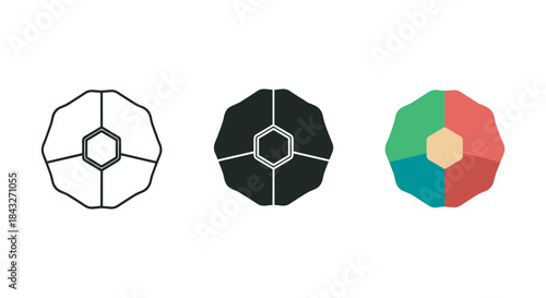 Geometric shapes with different color schemes and designs
