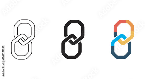 Chain link icon set in different style