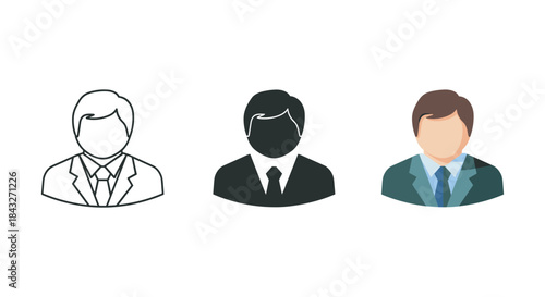 Three businessmen illustrated in different styles