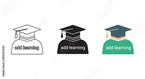 Add learning graduation cap icons in different colors