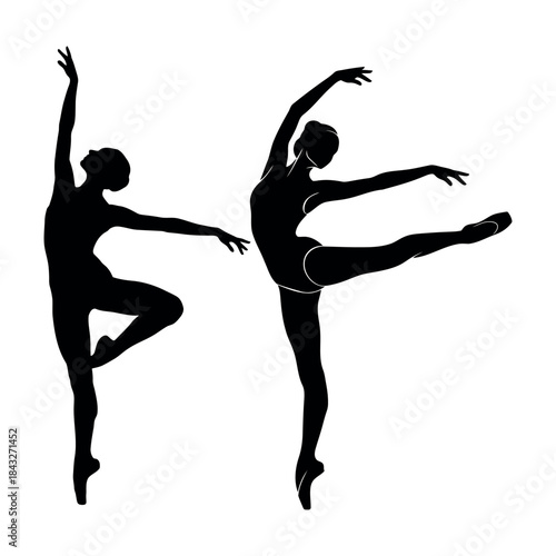 Elegant ballerina in minimalist vector art a striking black silhouette