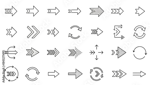Collection of Arrow Icons and Symbols in a Modern Flat Design Style