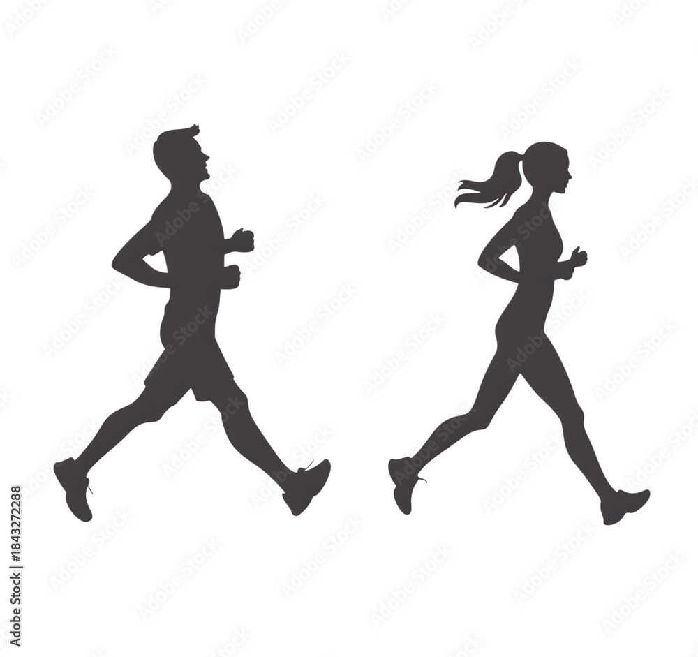 Fototapeta premium Two runners in motion isolated on transparent background