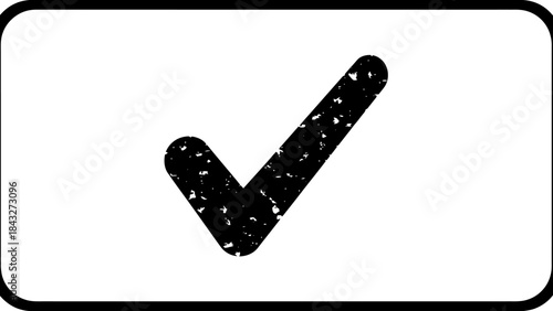 Bold Check Mark Symbol in Textured Rectangle for Approval, Success, or Task Completion