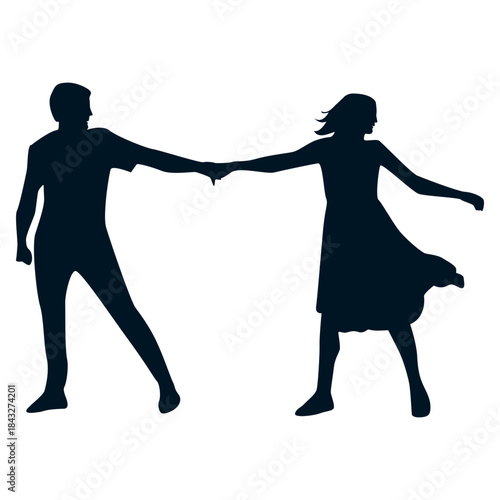 Romantic Couple Silhouette. Vector Illustration.