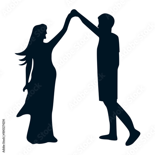 Romantic Couple Silhouette. Vector Illustration.