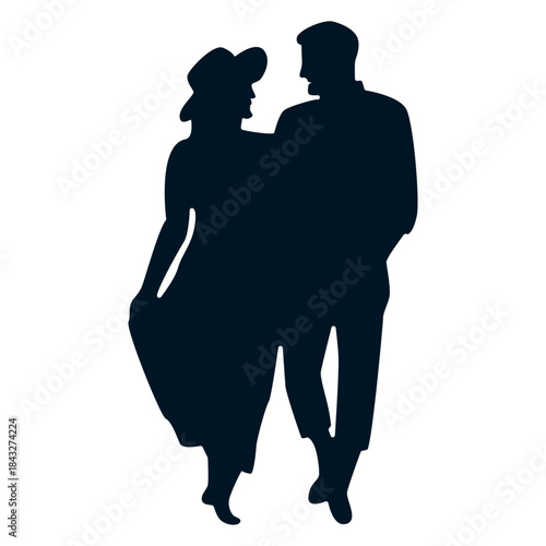 Romantic Couple Silhouette. Vector Illustration.