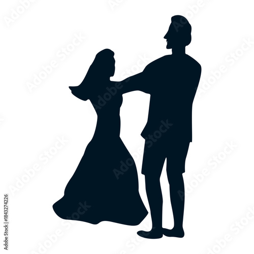 Romantic Couple Silhouette. Vector Illustration.