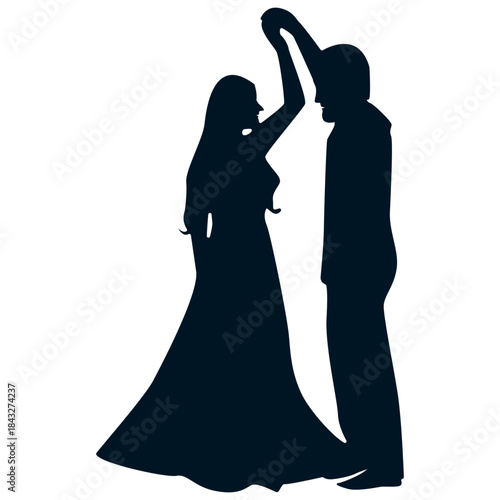 Romantic Couple Silhouette. Vector Illustration.