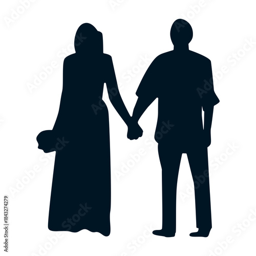 Romantic Couple Silhouette. Vector Illustration.