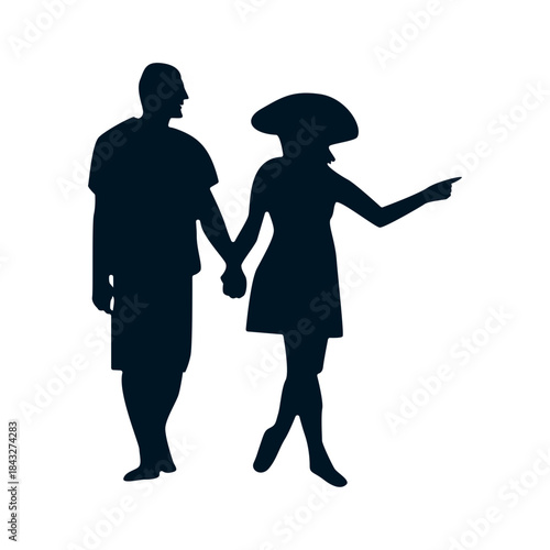Romantic Couple Silhouette. Vector Illustration.