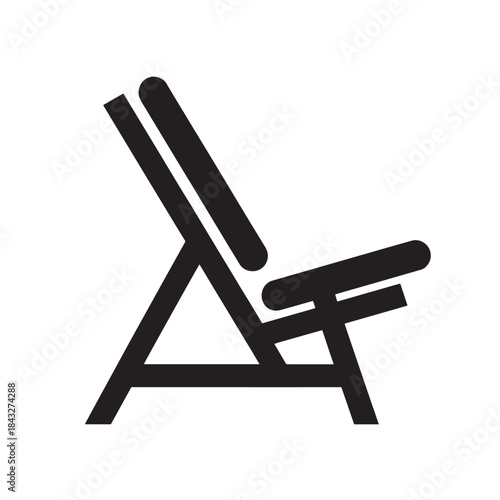 Relaxation and vacation beach chair for travel app ui, minimalist vector icon