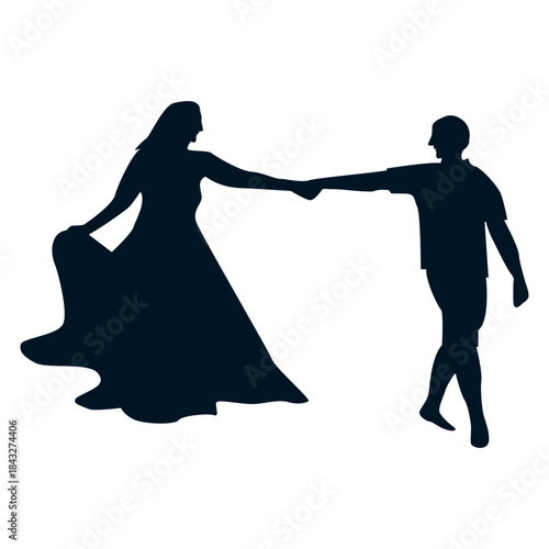 Romantic Couple Silhouette. Vector Illustration.
