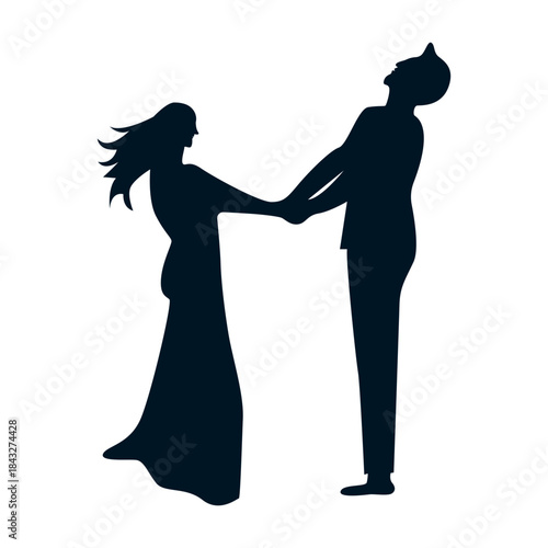 Romantic Couple Silhouette. Vector Illustration.