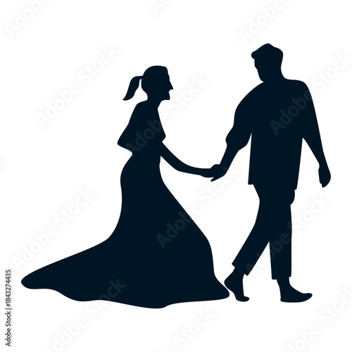 Romantic Couple Silhouette. Vector Illustration.