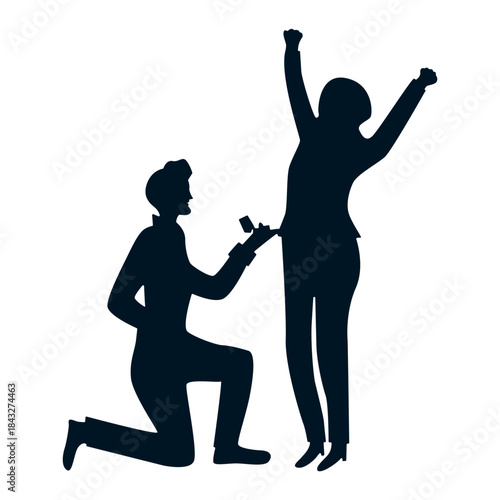 Romantic Couple Silhouette. Vector Illustration.