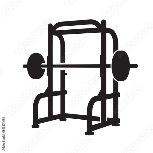 Fitness workout smith machine and barbell for gym app ui, minimalist vector icon