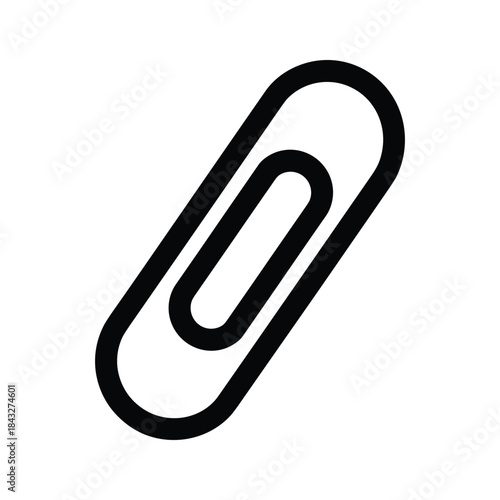 Simple black paperclip icon on white background