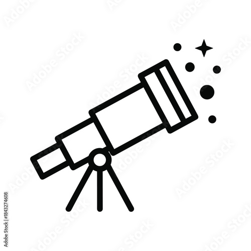 Telescope viewing stars and planets in the night sky