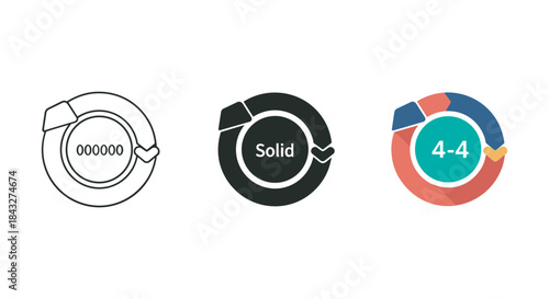 Different types of badges with various designs and colors
