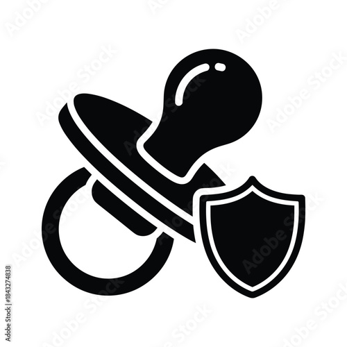 Baby pacifier with shield icon