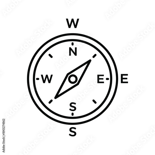 Simple compass illustration with cardinal directions