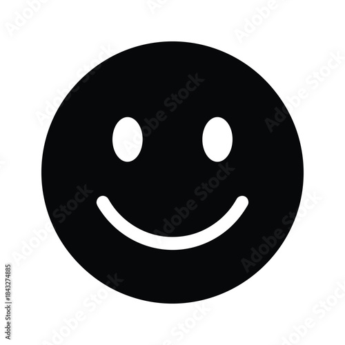 Simple smiling face icon on white background