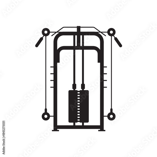 Fitness gym cable crossover machine icon for workout app and website ui, flat vector symbol
