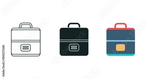 Collection of different briefcase icon set