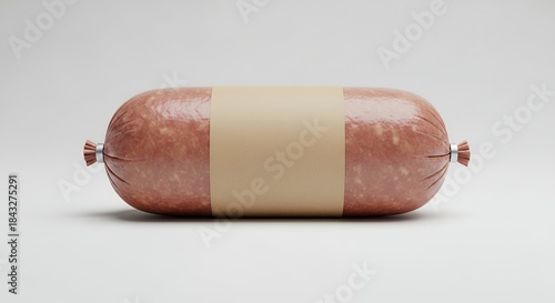 Freshly prepared sausage isolated on white background with copy space