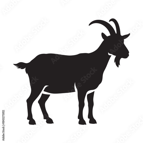 Farm animal goat silhouette for agriculture and livestock symbol, minimalist vector icon