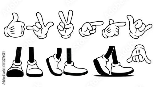 Cartoon Hands and Feet Vector Illustration Set