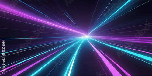 Bright blue abstract background with glowing starburst light rays for a dynamic space, party, or speed design pattern illustration