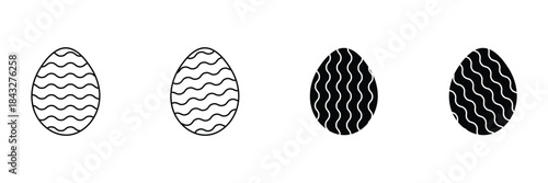 Easter eggs icon set. set of decorated ester eggs vector. spring easter black and white egg elements. Vector Illustration .EPS 10 .