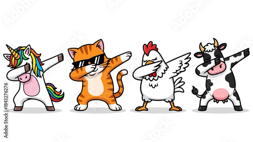 Dabbing Animals Vector Illustration
