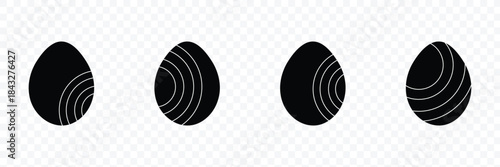 Easter eggs icon set. set of decorated ester eggs vector. spring easter black and white egg elements. Vector Illustration .EPS 10 .