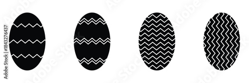 Easter eggs icon set. set of decorated ester eggs vector. spring easter black and white egg elements. Vector Illustration .EPS 10 .