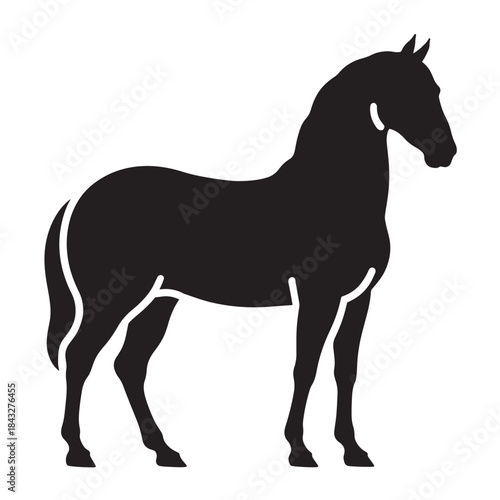 Horse silhouette symbol for equestrian branding and animal logo design, black vector icon