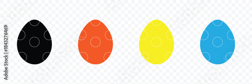 Easter eggs icon set. set of decorated ester eggs vector. spring easter black and white egg elements. Vector Illustration .EPS 10 .