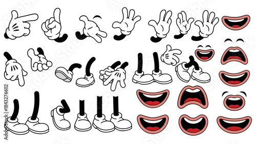 Vintage Cartoon Mascot Vector Illustration Kit