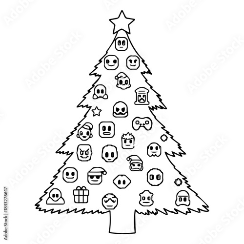 Retro Arcade Game Tree with Pixelated 8-Bit Characters and Power-Ups for Niche Gamer Appeal