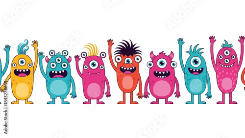 Cartoon Monster Friends Vector Illustration