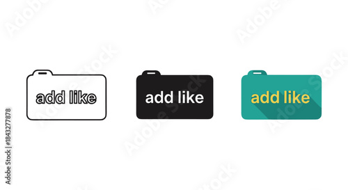 Set of three briefcase icons in different colors and styles