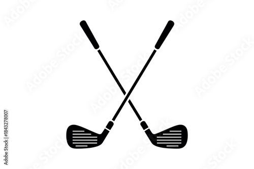 Minimalist Black Silhouette Crossed Golf Clubs Logo Emblem Vector for Sports Branding and Golf Course Design