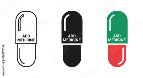 Add medicine capsule icon set